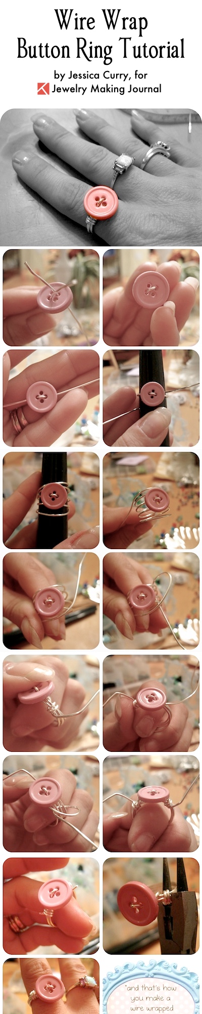 Wire Wrap Button Ring Tutorial, by Jessica Curry  - featured on Jewelry Making Journal