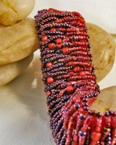 Cranberry Cravings seed bead bracelet by Pat Mulock