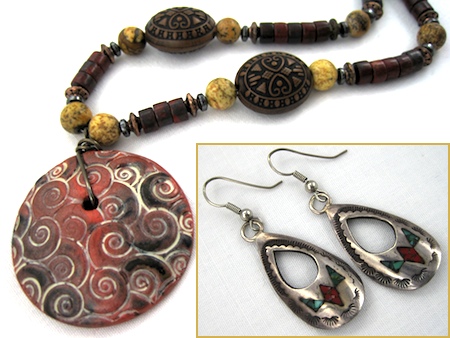 Chunky necklace with Navajo earrings