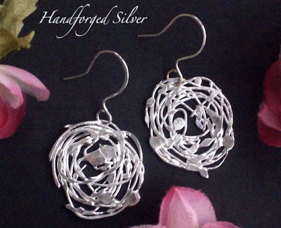 Handforged silver earrings by Purely Paige
