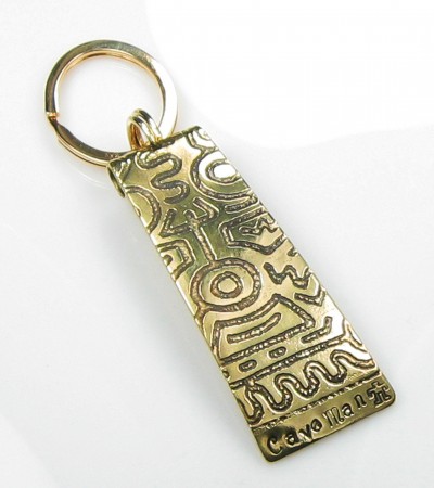 Cave Man Brass Etched Key Ring Charm