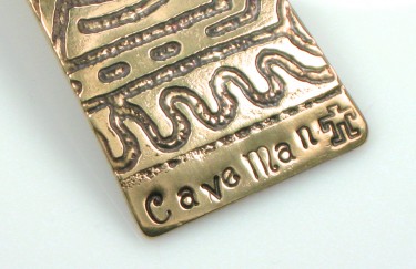 Cave Man Brass Etched Key Ring Charm letters