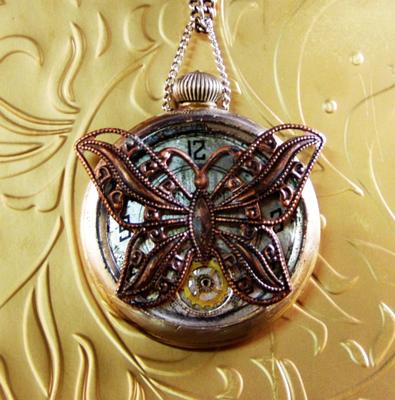 Butterfly Pocket Watch Pendant