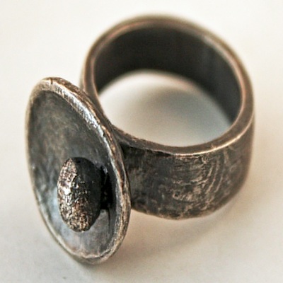 PMC antiqued ring by Marilyn Davenport