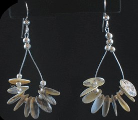 Mother of Pearl Earrings by Andrea Tanner, Peluche Designs