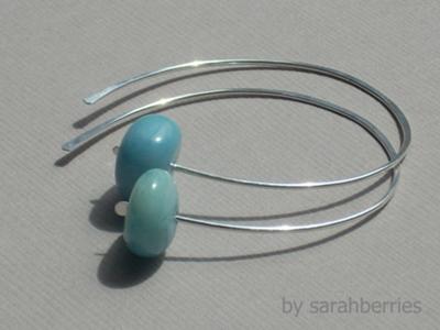 Blue Jade and Sterling Silver Hooks by sarah berries
