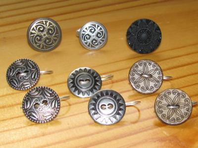 Three rings and three pair of earrings