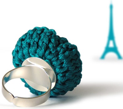 Back of the crochet rose ring