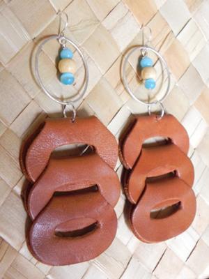 Leather belt upcycled into chic earrings
