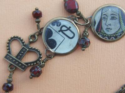 Old playing card images designed into pendant charms