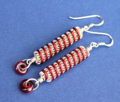 Red Twist Earrings SterlingCrystal