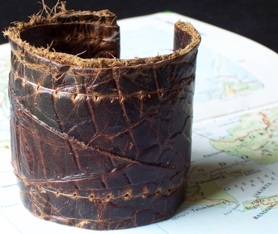 Reptilean Leather Rough Cuff
