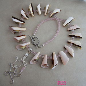 Rose Quartz and Curly Shell Necklace