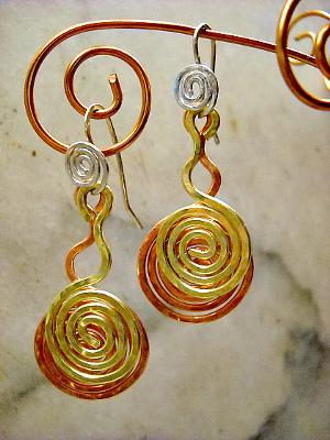 Three Colors Spiral Earrings
