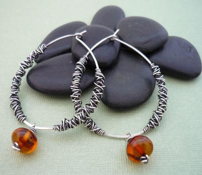Urban Chaos Amber Drop Hoops by MiShel Designs