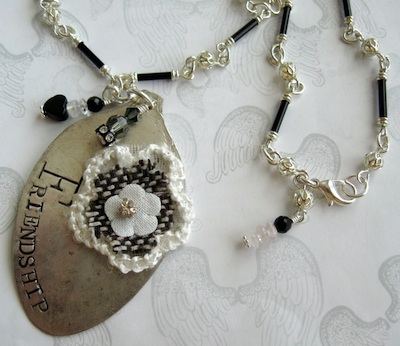 Vintage spoon pendant - Friendship
