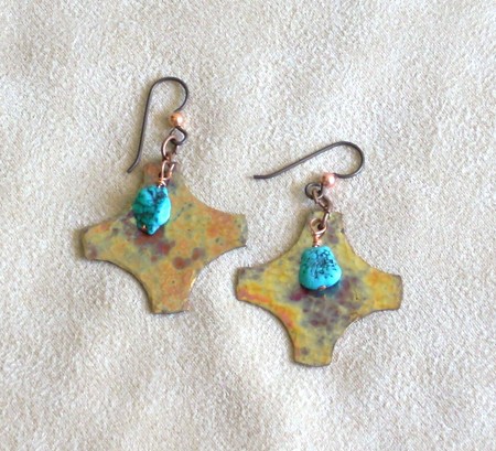 earrings made from metal scraps. 