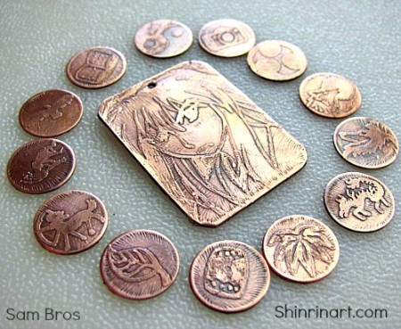 Assorted images drawn by my daughter and etched by me