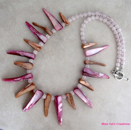 Pink and Orange Mother of Pearl Necklace