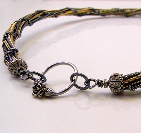 mixed metals wire choker necklace