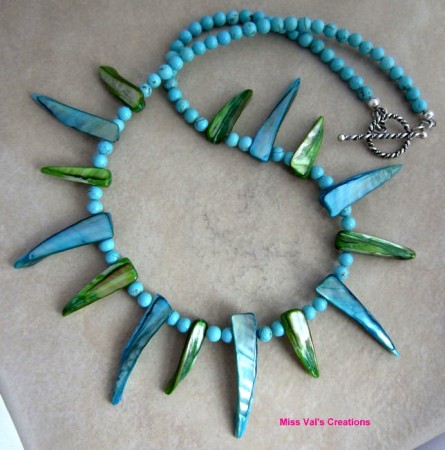 Turquoise and Green Mother of Pearl Necklace