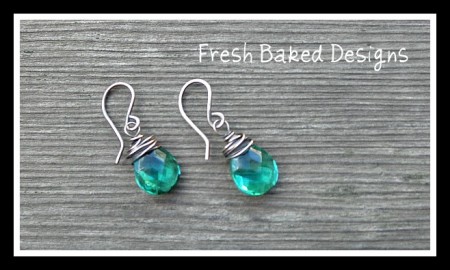 wire wrapped briolette earrings