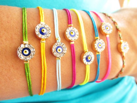 multi colored evil eye bracelets