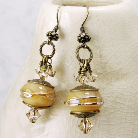 creamy dreamy lampwork earrings