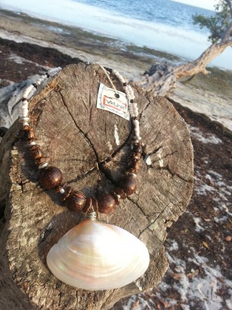 big shell and coconut inspired choker