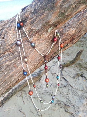 wooden bead statement necklace