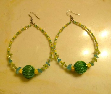 mesh & seed bead hoop earrings