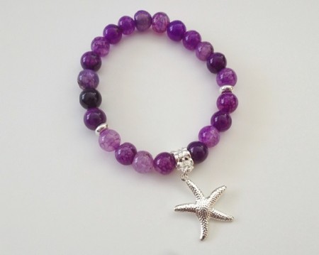 Crackled Amethyst and Starfish Bracelet