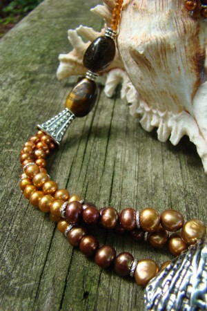 copper dyed potato pearls necklace