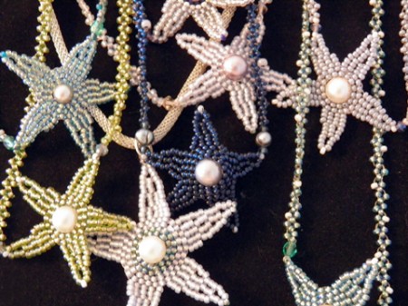 bead stitched starfish necklaces