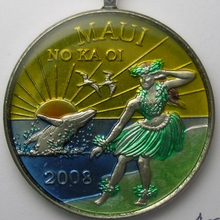 painted coin pendant