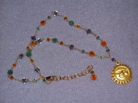sun pendant beaded necklace