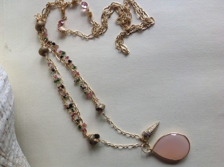Beach chic rose quartz pendant