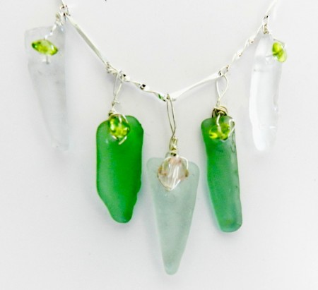 puerto rico seaglass and peridot necklace