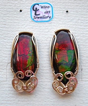 Red Ammolite Stud Earrings