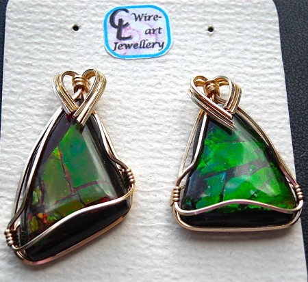 Green Ammolite Stud Earrings