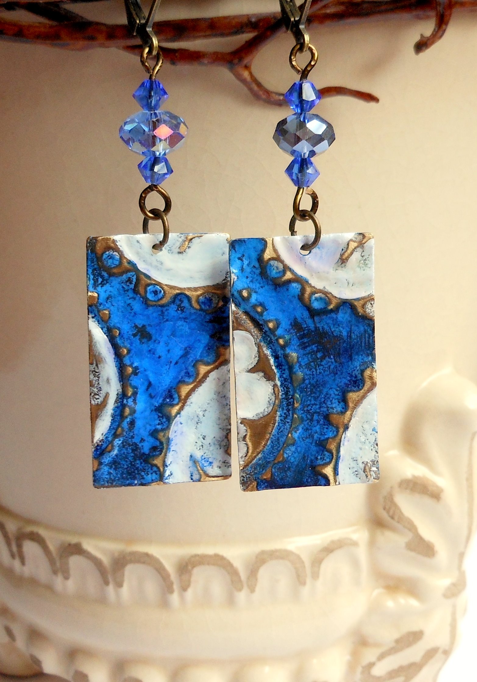 Ocean View “Vintaj” Altered Metal Earrings Jewelry Making Journal