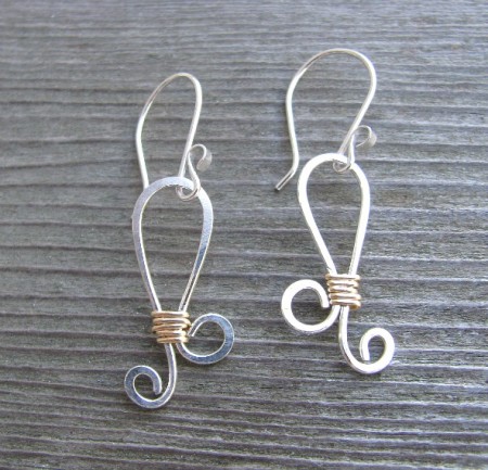 Siver and Gold Noose Earrings