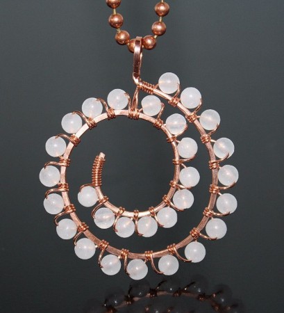 Copper and Snow Quartz pendant