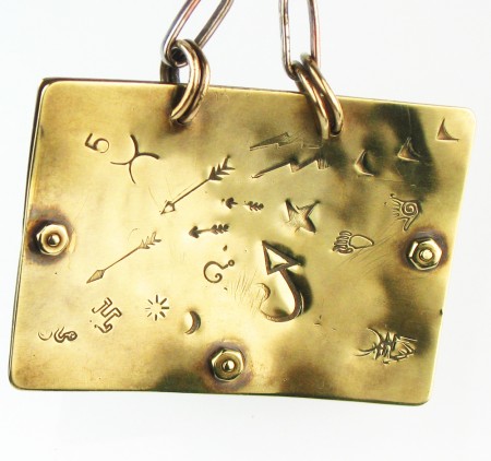 Brass Back of riveted pendant - Queen Elizabeth's Eyes
