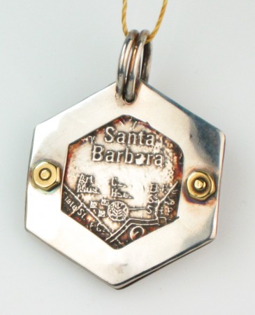 Map of Santa Barbara Etched on Sterling Silver Pendant