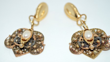 Vintage style earrings made from a combination of broken costume jewelry