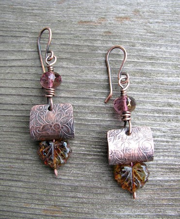 LCarson: Embossed Copper Earrings 1
