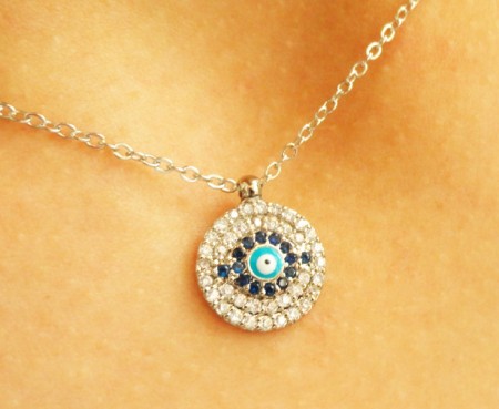 Silver plated evil eye necklace