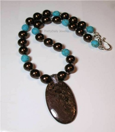 JJones: Bronzite and Turquoise Howlite Necklace