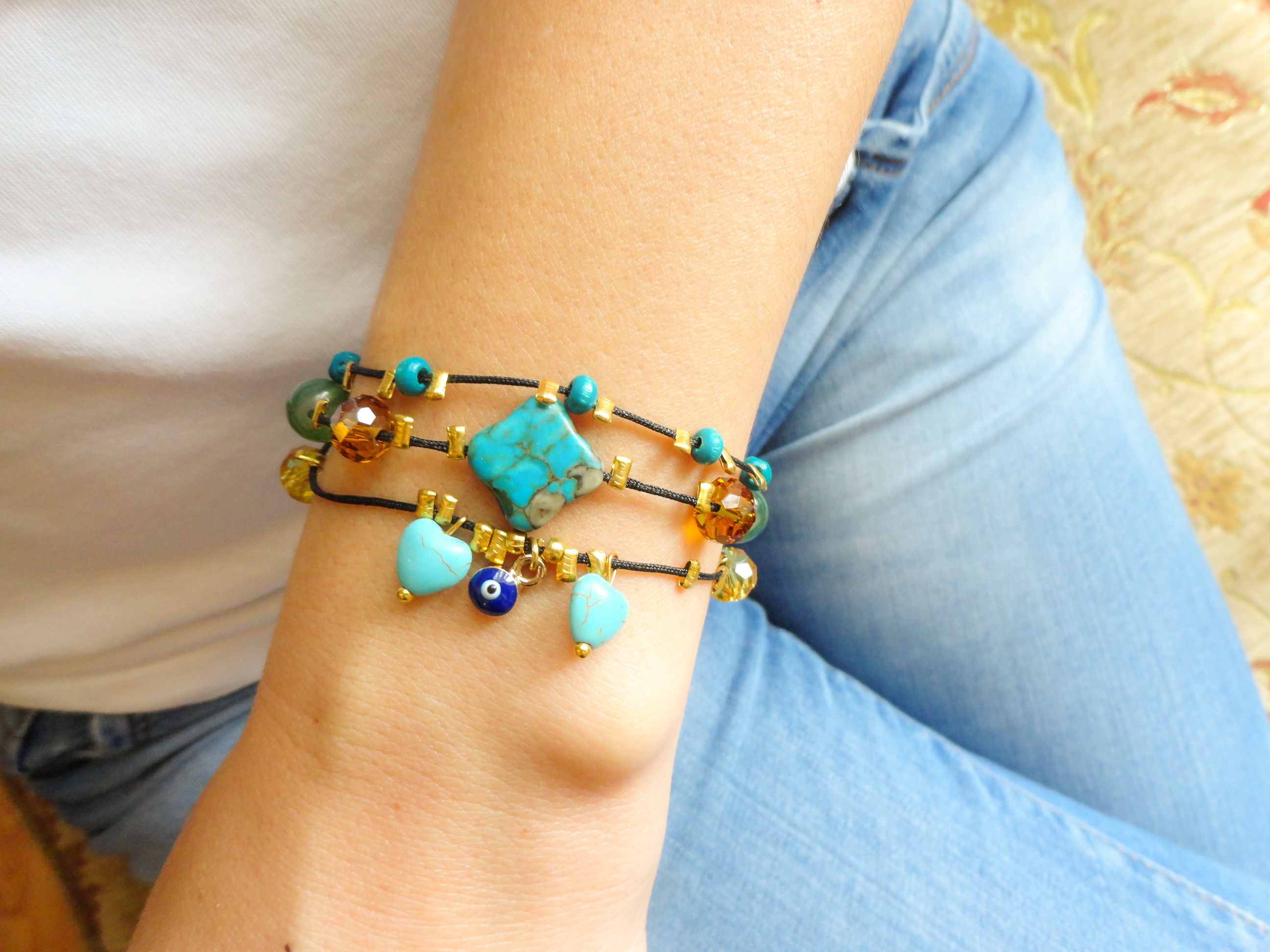 Turquoise Triple Strand Bracelet Jewelry Making Journal